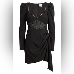 Saylor Letitcia Embellished Corset Long Sleeve Minidress in Black Small S